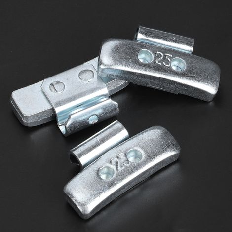 Réparation automobile 100 pièces 25g poids d'équilibrage de type crochet à clip, pince plate dynamique à grande ouverture pour pneus de voiture de style P, poids d'équilibrage avec pinces d'équilibrag (1/5)