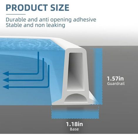 Lntyq – Barrière de douche autocollante 2 m – Étanchéité en TPE – Résistante à l'usure et aux hautes températures – Pour sols de douche et éviers (1/3)