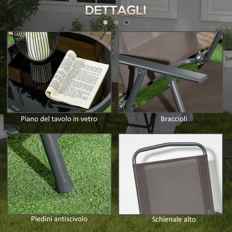Lot de 3 pièces pour extérieur : 2 fauteuils 53,5×64×93 cm + table ronde Ø45×50 cm, acier, teinte brune (1/5)