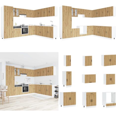 vidaXL 14-tlg. Küchenschrank-Set Porto Artisan-Eiche Holzwerkstoff (1/5)