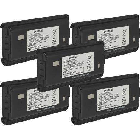 vhbw 5x Akku kompatibel mit Kenwood TK-3302, TK-3301, TK-3302E3, TK-3302E, TK-3301T, TK-3301E Funkgerät, Walkie Talkie (1600 mAh, 7,2 V, NiMH)