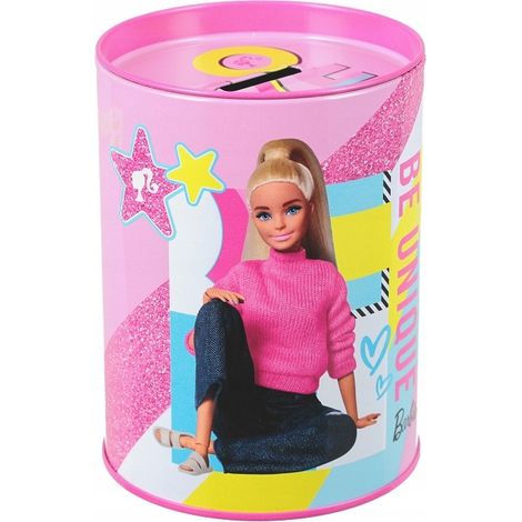 SALVADANAIO TONDO IN METALLO PER BARBIE GIRL