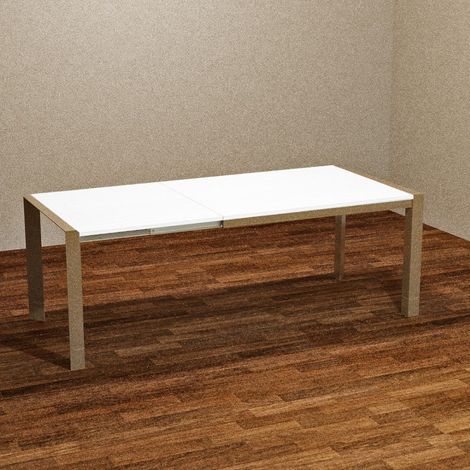 Mesa extensible con estructura gris tórtola y tablero blanco 130x80 cm - Golia (1/2)