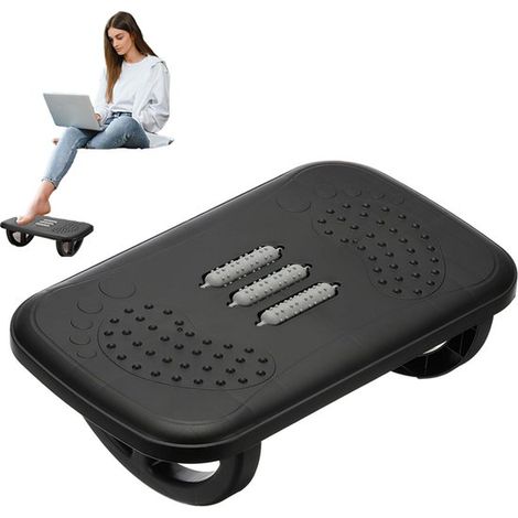 Repose-pieds de bureau - Repose-pieds noir - Tabouret réglable - avec billes et rouleaux de massage - Inclinable à 180° - Antidérapant - pour le bureau à domicile et les jeux vidéo - 37,5 x 23 x 12 cm (1/5)