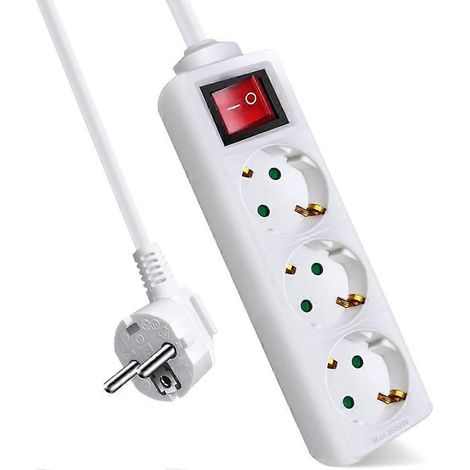 Prise de courant à trois positions avec interrupteur et verrouillage de sécurité enfant, câble 3G 1,5 mm² de 5 mètres, 16 A. (1/5)