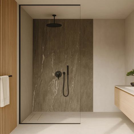 Lot de 4 panneaux muraux décoratifs 120 x 60 cm – Résistants à l'eau et aux UV – Finition aspect pierre naturelle – Faciles à installer – [Neu.Haus] (1/5)
