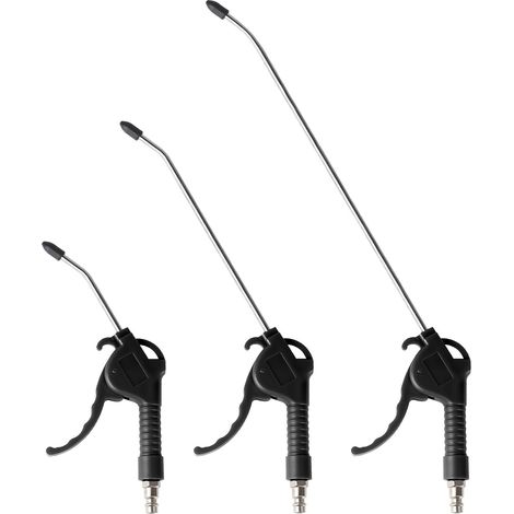 pistolas de aire comprimido con boquilla larga, 95 mm, 295 mm, 490 mm, con conexión de 1/4", accesorios para compresores de aire, presión máxima de 8 bar, color negro.