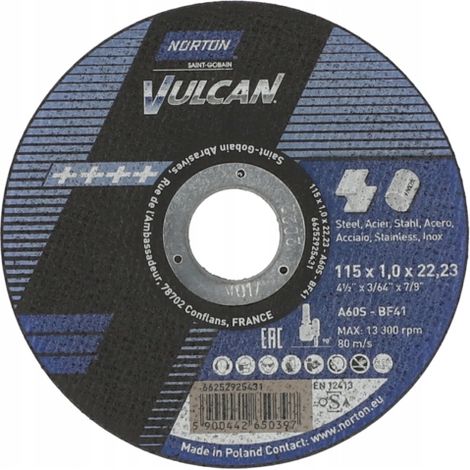 Disco da taglio per metalli NORTON Vulcan INOX 115x1 (1/2)