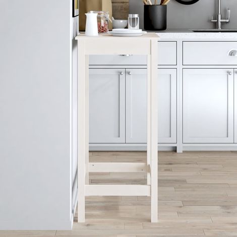 Table de bar Table haute  Table de Cuisine blanc 50x50x110 cm bois massif de pin 73010 (1/5)