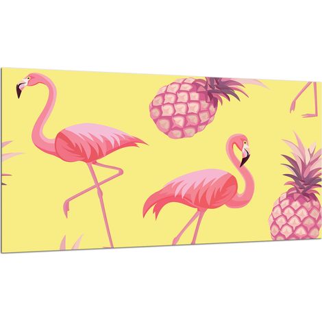 PLAQUE DE PROTECTION EN VERRE POUR CUISINIÈRE 90x52 FLAMANT ROSE (1/5)