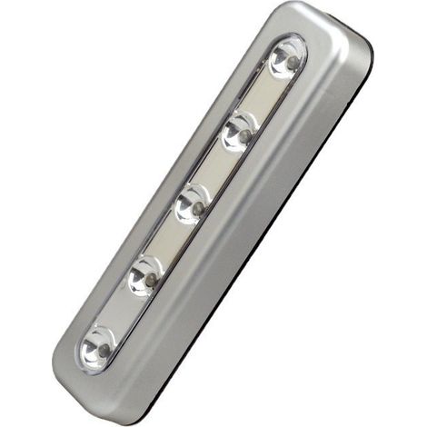 Silberne Schrankleuchte, Nachtlicht mit 5 LED-Touch-Batterien, verstellbar