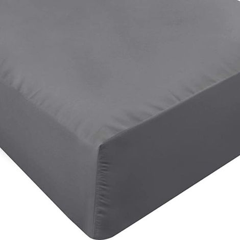 Drap-Housse - 137 x 190 + 35 cm - Pour Matelas Jusqu'à 35 cm - Gris Foncé - 1 Pièce (1/5)