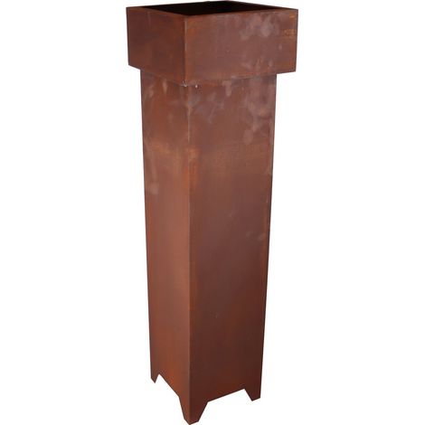 Colonne Porte-Plante avec Vasque Amovible en Métal Aspect Rouille Décoration Jardin 1,15 m - PANGIVO (1/2)