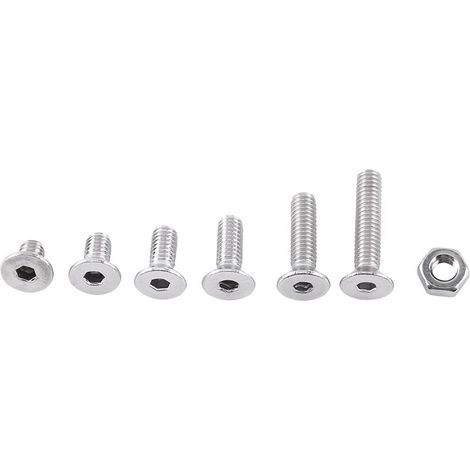 Vis à douille hexagonale en acier inoxydable M4 A2, boulon avec écrous assortis (tête plate) (1/5)