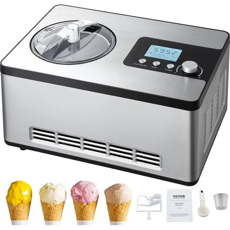 Machine à glace automatique – Compresseur intégré – 2 L – Sans pré-congélation – Yaourt/sorbet/fruits – Électrique (1/5)