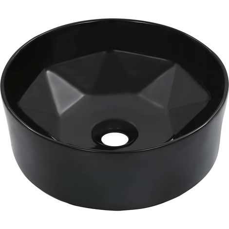 143910  Wash Basin 36x14 cm Ceramic Black vidaXL (1/5)