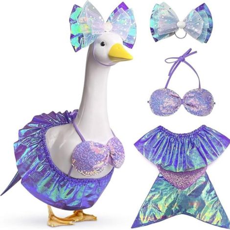 Costume d'oie : Ensemble chapeau et jupe de 58 cm pour le printemps et l'été - Accessoire mignon pour décorer jardin, plage ou cour. (1/5)