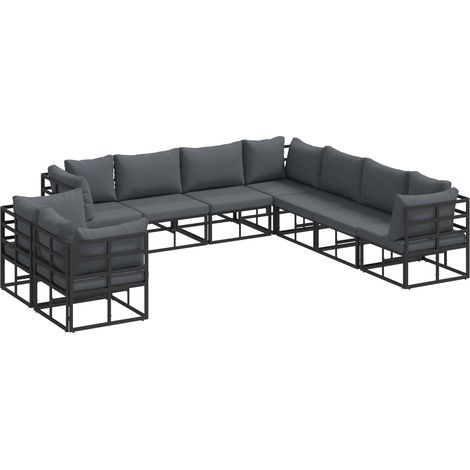 Maison Exclusive - Set Divano da Giardino con cuscino 9 pcs Nero Alluminio