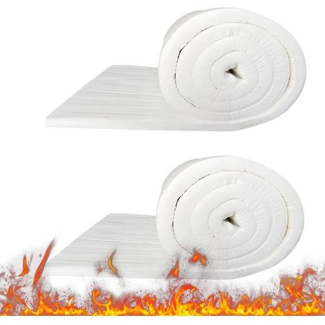2 Pièces Couverture en Fibre de Céramique, 610 x 400 x 25 mm Isolation Ignifuge Forges, Laine Ceramique Cheminée, Résistant à Température à 1260°c, pour Fours, Poêles Granulés, Forges (1/5)
