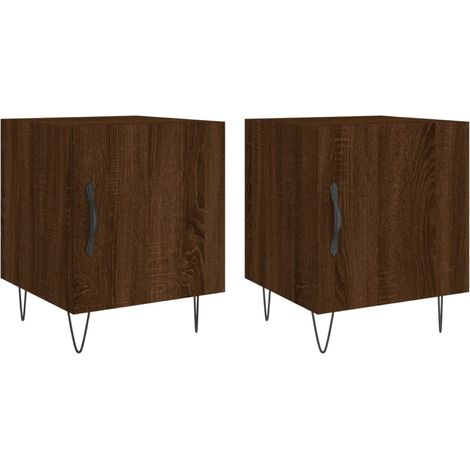 Set di 2 comodini con scomparto con anta 40 x 40 x 50 cm in legno ingegnerizzato marrone e ferro DEC035848