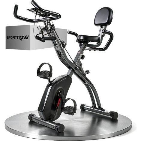 Vélo d'exercice - SPORTNOW - pliable avec écran LCD - huit niveaux magnétiques - acier - 80x50x120cm - noir (1/5)