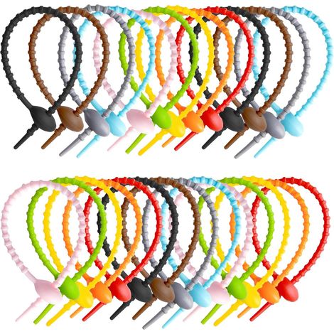 Silicone Cable Ties 27 Pieces Colorful Silicone Twist Ties Colorful Silicone Bag Ties Reusable Colorful Ties Multi-purpose Silicone (1/5)