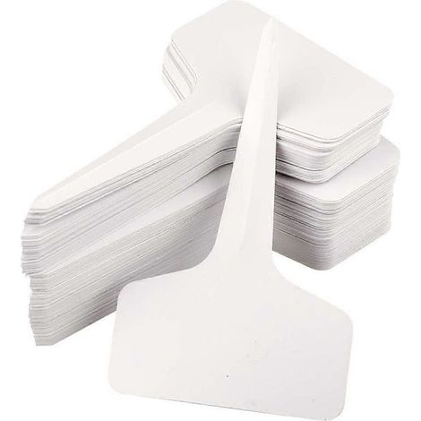 100 étiquettes blanches en plastique en forme de T pour plantes, étiquettes de jardin durables et imperméables (1/5)