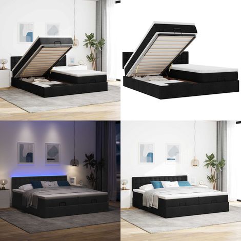 VidaXL Cadre de lit ottoman avec matelas noir 160x200 cm tissu