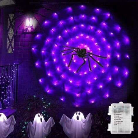 Décorations Halloween Lumière de Toile d'araignée,80 LED 1.2M Guirlande Lumineuse Halloween,Décoration Extérieur pour Les Fêtes de Maison Hantée,pour Halloween,Fête,Terrasse,Intérieur et Extérieur (1/4)