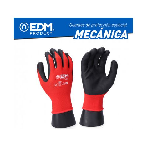Gant pour l'industrie mécanique en nylon/lycra enduit de nitrile adapté pour écran tactile Taille 8 EDM