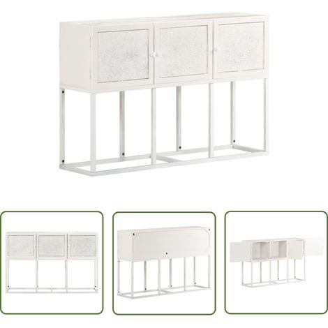 The Living Store Buffet 115x30x76 cm Bois de manguier massif - Buffet - Meuble De Rangement - Commode - Style Rustique - Style Industriel (1/5)