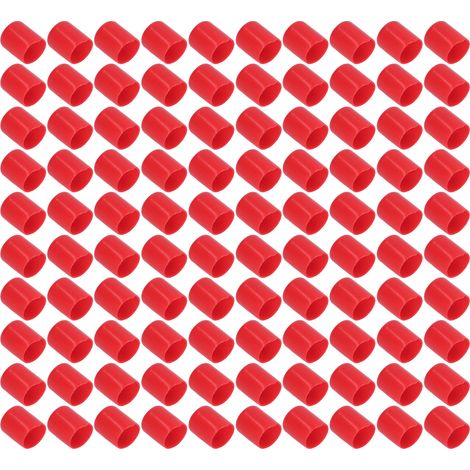 100 Pcs Embouts PVC Ronds Souples Ignifuges Protecteurs de Filetage Rouge 18mm (1/5)