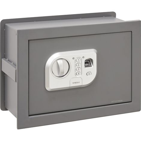 ARREGUI Print 141520 Caja fuerte de empotrar a pared con apertura mediante huella dactilar o con codigoCaja de seguridad con lector biometrico para casa y hogarFundo extensible 26 x 35 x 15/25 cm