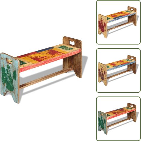 Banc Bois massif recyclé 100x30x50 cm - Banc Bois - Banc Design - Banc Industriel - Banc Vintage - Mobilier Rustique (1/5)