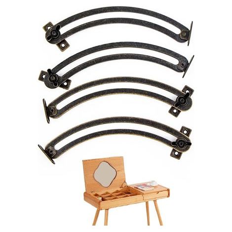 Charnière Soutien Couvercle Porte-ascenseur Support - 4 Pièces Vintage Courbé et Réglable Charniere Porte Placard pour Meuble, Armoire, Boîte à Jouets, Tatami, Couvertures (1/5)