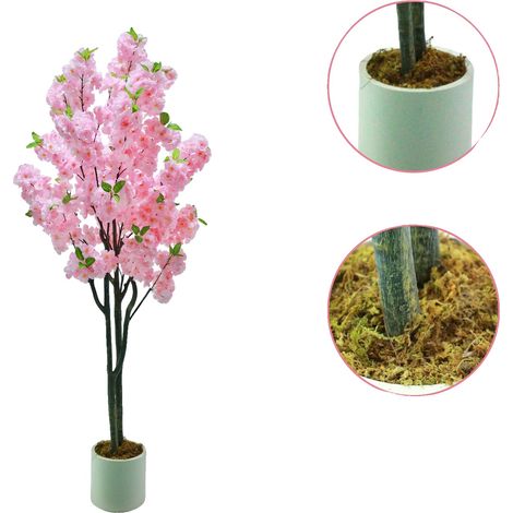 Albero di ciliegio in fiore, aspetto realistico, elegante decorazione d'interni, 150 cm di larghezza (1/2)