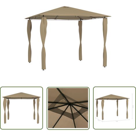 The Living Store Belvédère avec revêtement de poteaux 3x3x2,6 m Taupe 160 g/m² - Auvent - Gazebo - Parasol - Terrasse - Jardin (1/4)