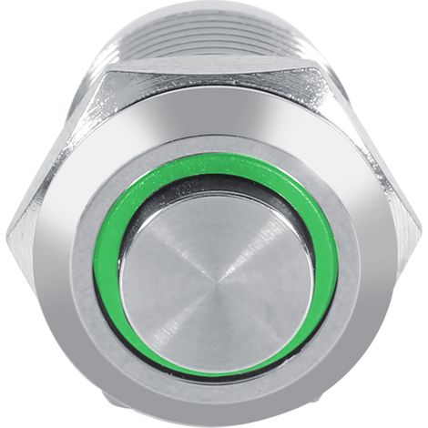 Interrupteur Bouton Poussoir Momentané 12mm Étanche en Métal Vert LED 3V 4 Broches à Montage Affleurant (1/2)
