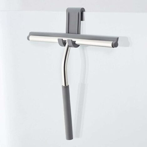 Raclette de douche en acier inoxydable de qualité supérieure, sans Perçage, raclette de douche en siliCône pour miroirs, fenêtres, nettoyage du verre - Gris-Fei Yu