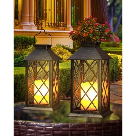 2er-Set Solar-Hängelaternen für Garten und Außenbeleuchtung, 35,6 cm, 3-mal länger, 10 Lumen, wasserdicht, flammenlos, für Tisch- und Partydekoration