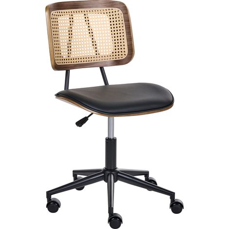 Silla de oficina de piel sintética giratoria con altura ajustable sin reposabrazos negro Ardo (1/5)