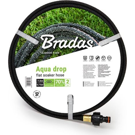 Tuyau d'arrosage AQUA-DROP – Plat 13 mm × 7,5 m – Connecteurs inclus – Système d'arrosage goutte à goutte économe en eau