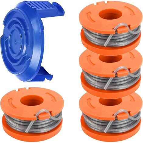 Bobine de bobine compatible avec Mac Allister MGTP18Li 1,65 mm 3 m WX150 et cache-bobine TLW-01-1 pour débroussailleuse MacAllister MGTP18Li WG150, WG151 (4 bobines + 1 couvertures) (1/5)
