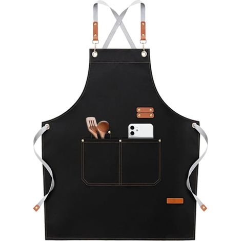 Tablier de Cuisine Professionnel pour Hommes et Femmes - Imperméable, 4 Poches, Bretelles Réglables - Restaurant, Peinture