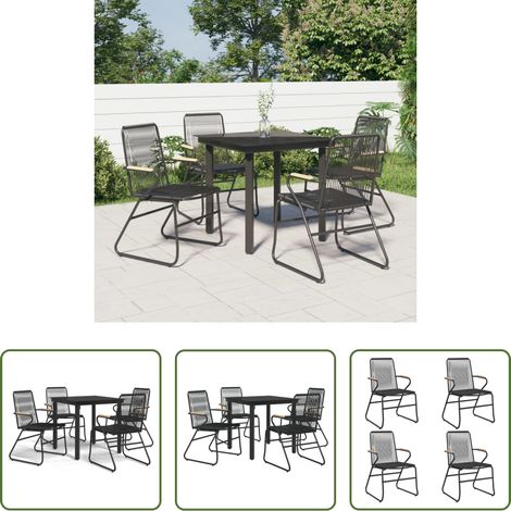 vidaXL Salle à manger extérieure - Ensemble à manger de jardin 5 pcs Noir Rotin PVC (1/5)