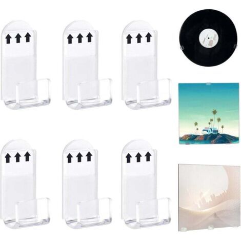 6-teiliges Wand-Schallplattenhalter-Set, Wand-Schallplattenständer, schraubenloser Wand-Schallplattenhalter, selbstklebender, transparenter Acryl-Schallplattenhalter (transparent)