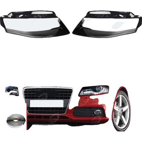 Cubierta de faro, material de policarbonato, 25 cm x 15 cm x 10 cm, compatible con Audi A4 B8 2009-2012, cinta de sellado incluida, excelente visibilidad (1/5)