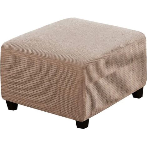 Housse de tabouret carrée élastique pour tabouret de rangement et repose-pieds (Kaki) (1/4)