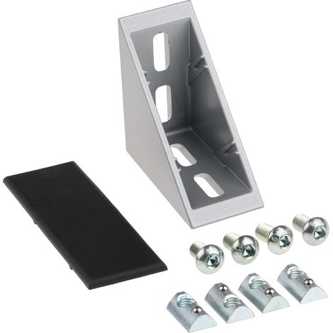 Rs Pro – Equerre de fixation – Profilé 40 mm – Rainure 8 mm – Zinc moulé pour structures métalliques – Support avec capuchon (1/5)