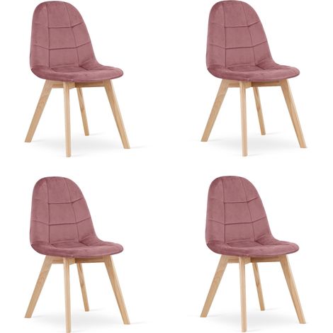 Chaise - leobert - bora - velours rose fonce - 445 x 54 x 815 cm - lot de 4